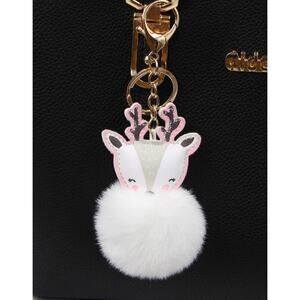 Reindeer Pom Pom Keychain Christmas